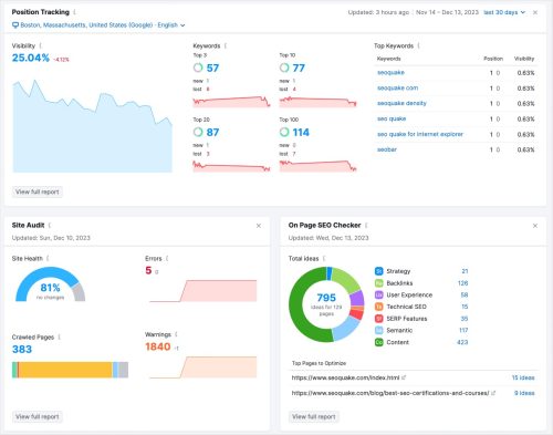 Semresh SEO Tools Dashboard